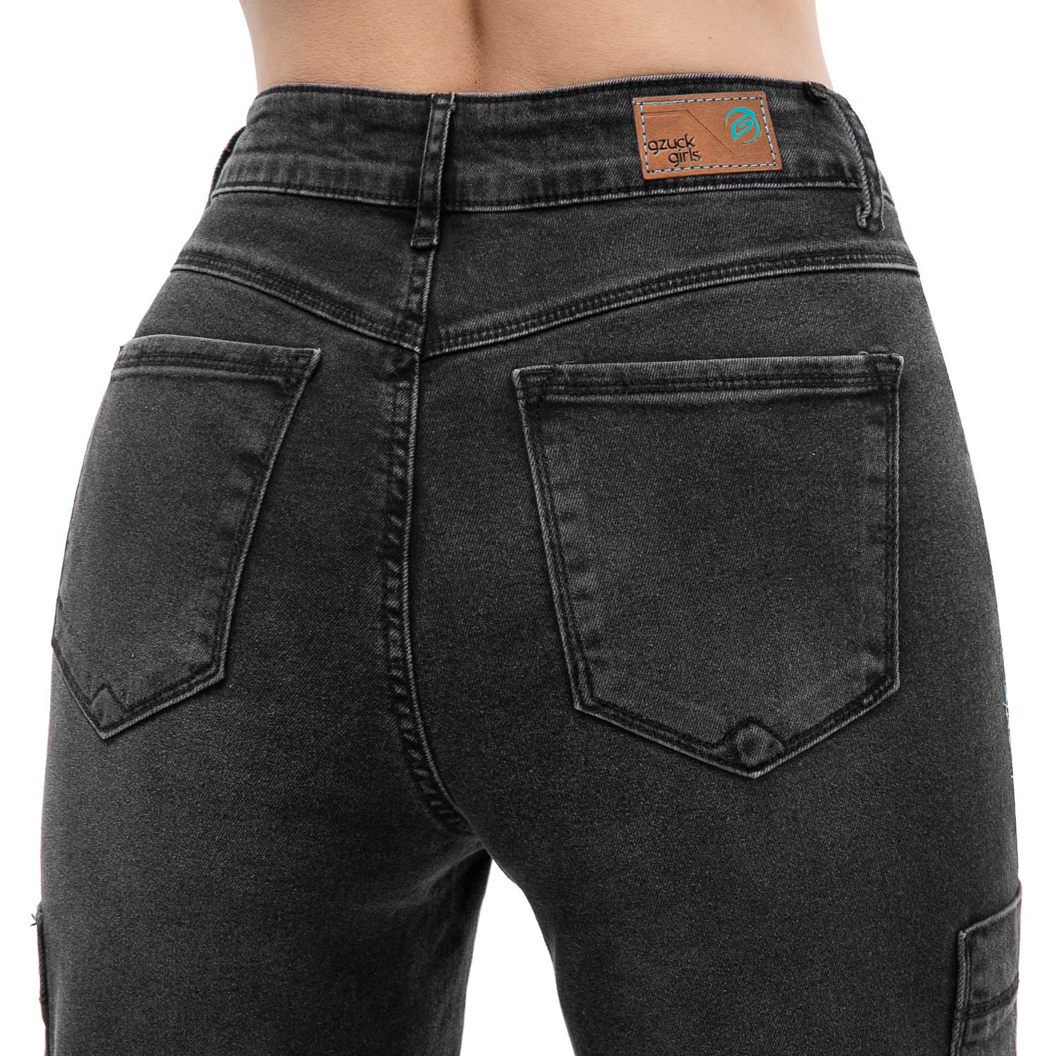 Pantalon Cargo Denim Stretch Mujer Fadry Total Super Black St. 26 I Oechsle  - Oechsle